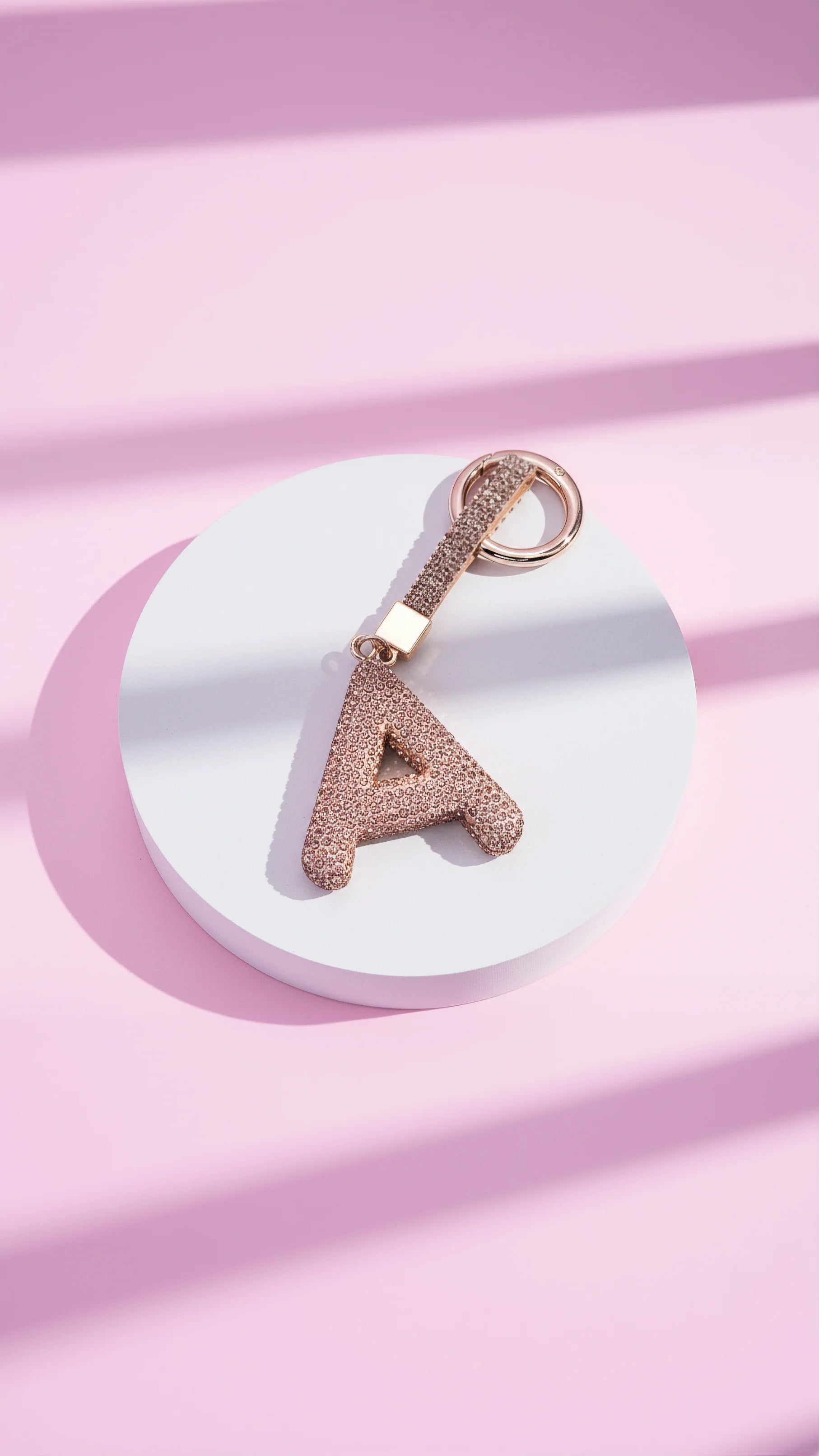 Personalised Crystal Initial Letter Key Ring & Bag Charm - Rose Gold