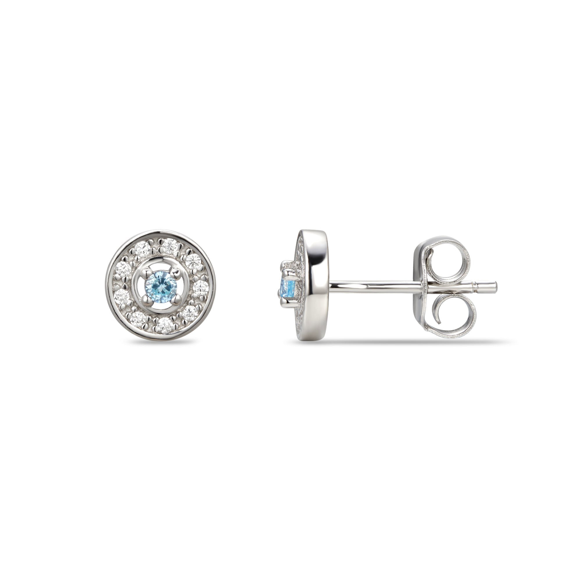 March Cubic Zirconia Birthstone Stud Earrings