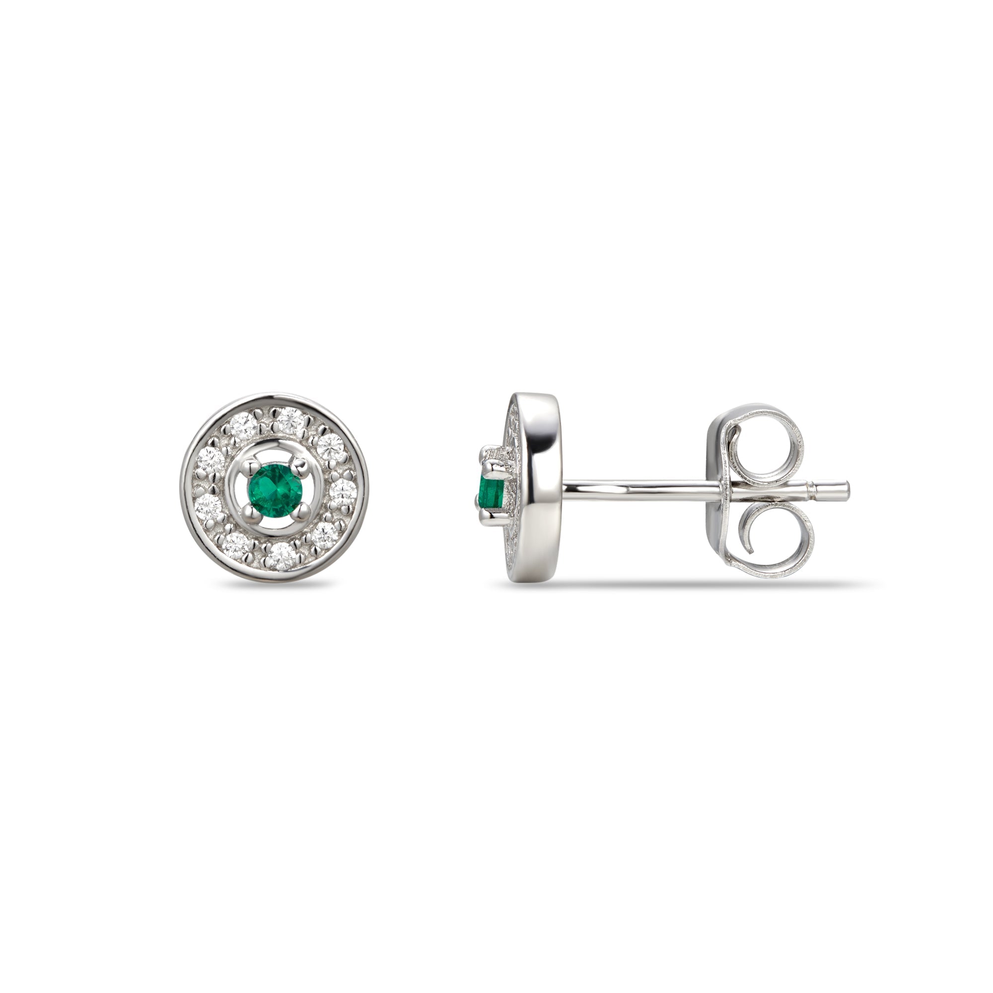 May Cubic Zirconia Birthstone Stud Earrings