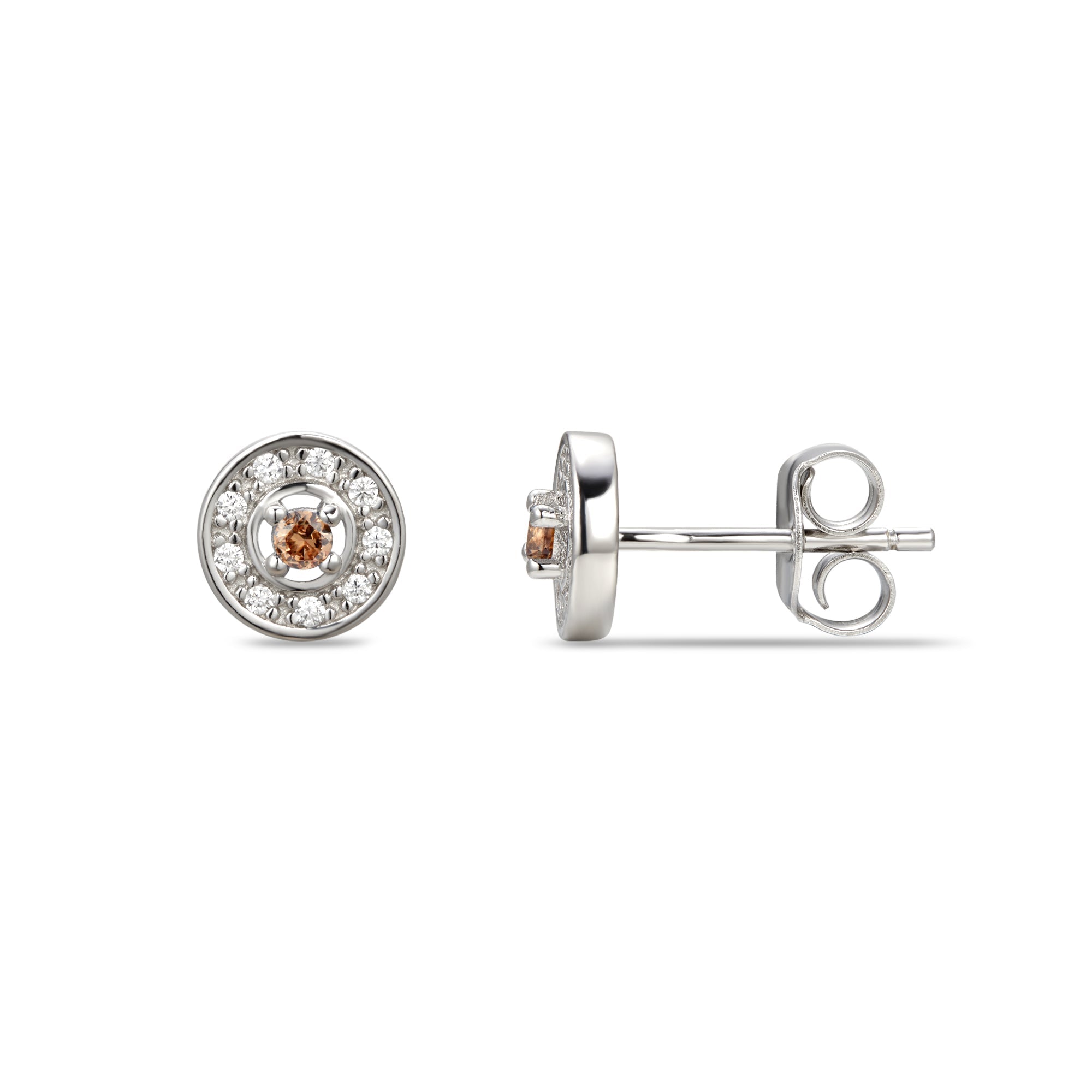 November Cubic Zirconia Birthstone Stud Earrings