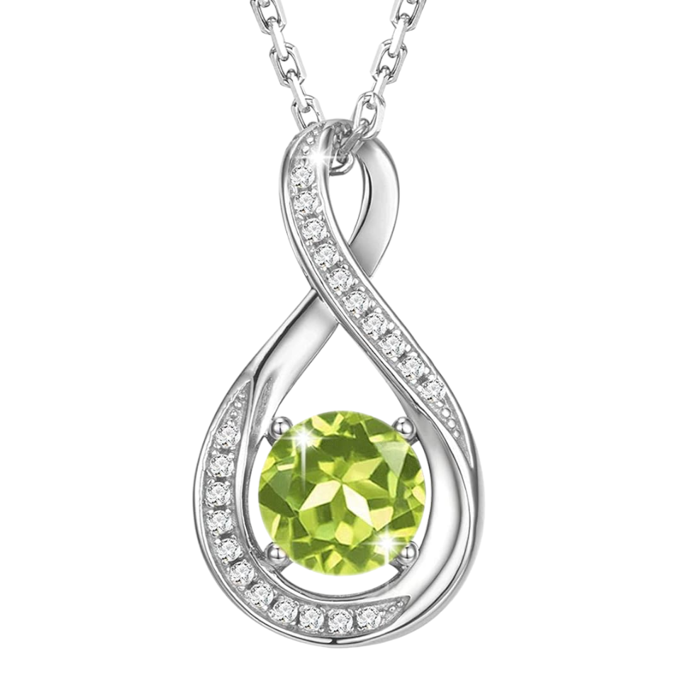 August Birthstone Infinity Pendant Necklace