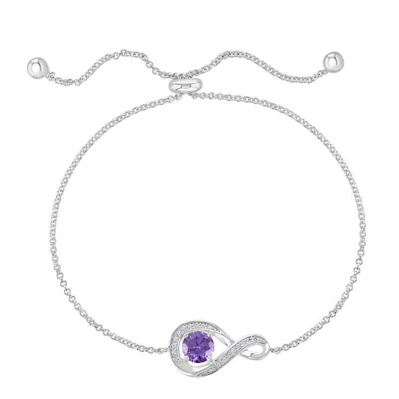 February Birthstone Infinity Bolo Bracelet