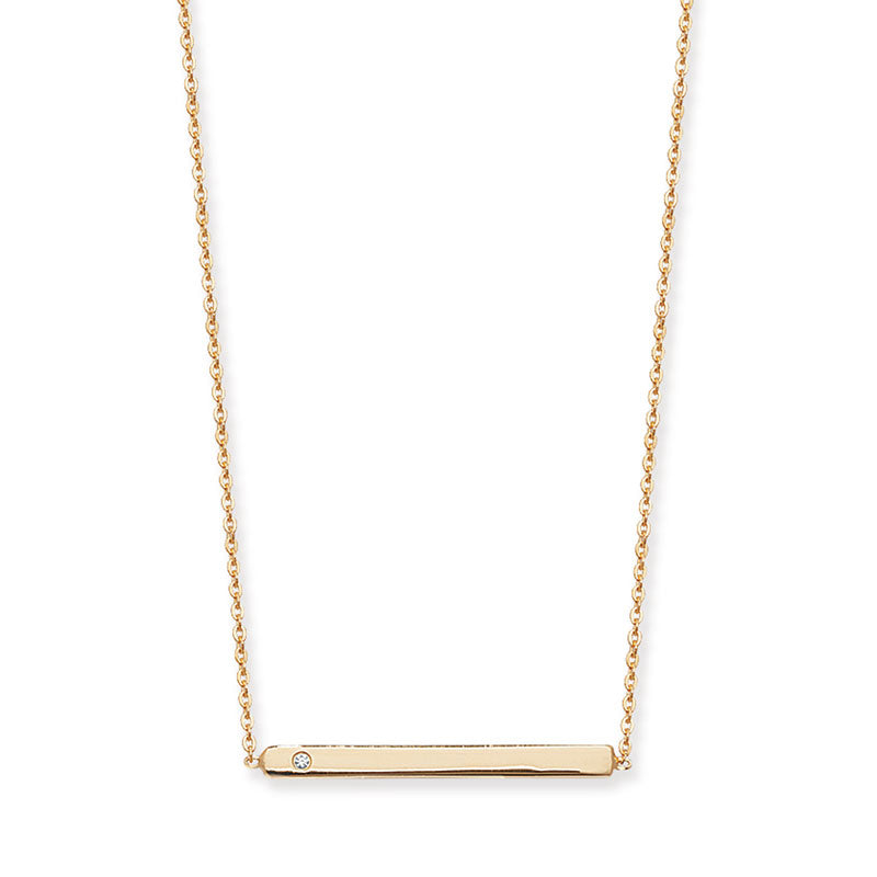 Amelia Bar Necklace With Cubic Zirconia - Gold