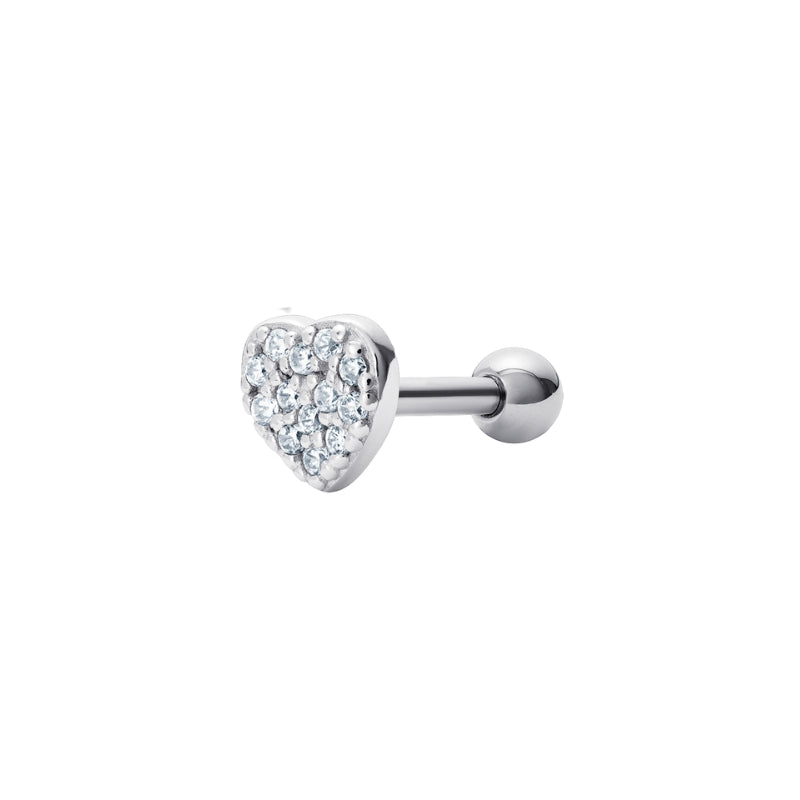 Sparkling Heart Barbell Stud