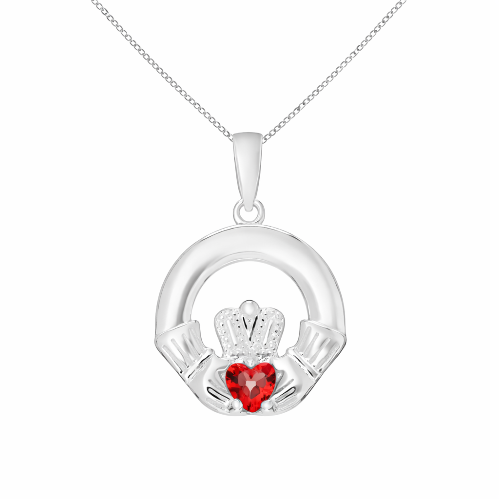 July Birthstone Claddagh Pendant Necklace