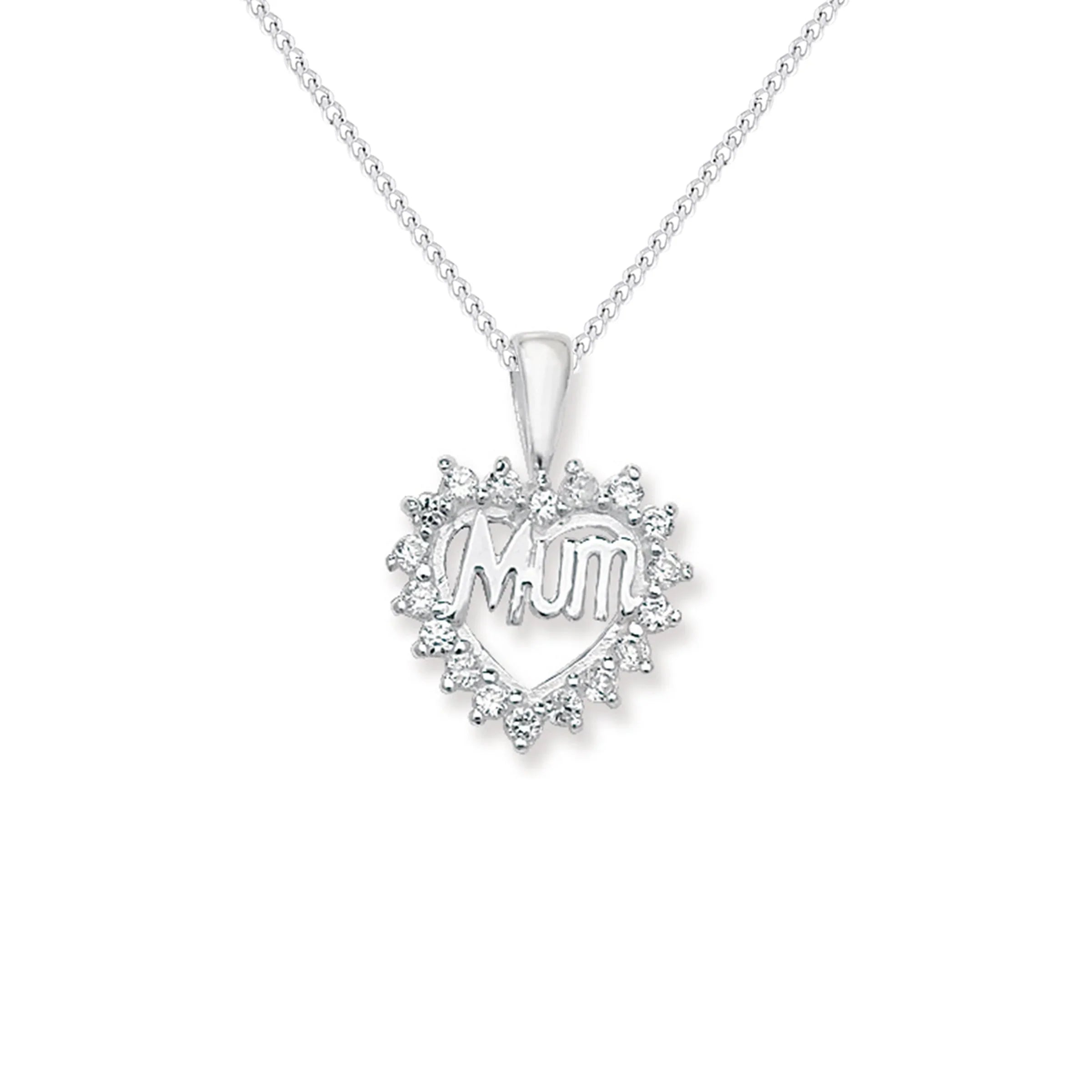Mum Cubic Zirconia Heart Necklace