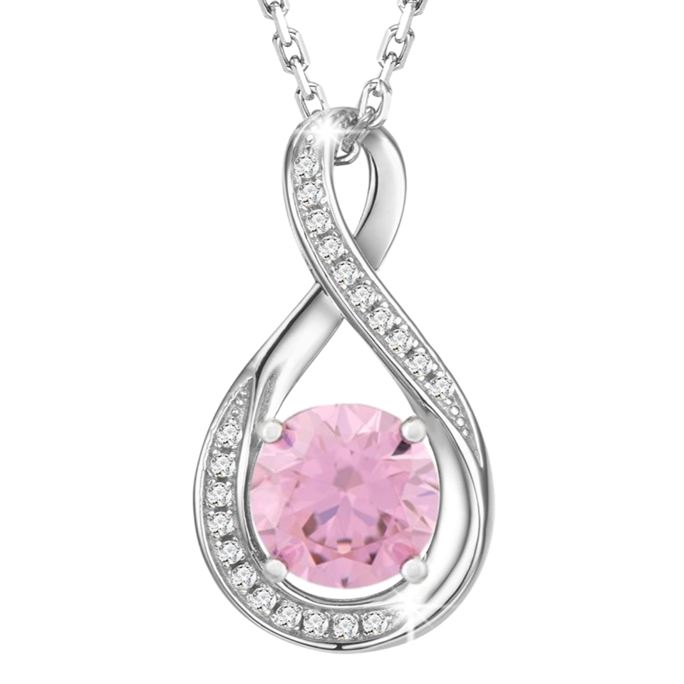 October Birthstone Infinity Pendant Necklace