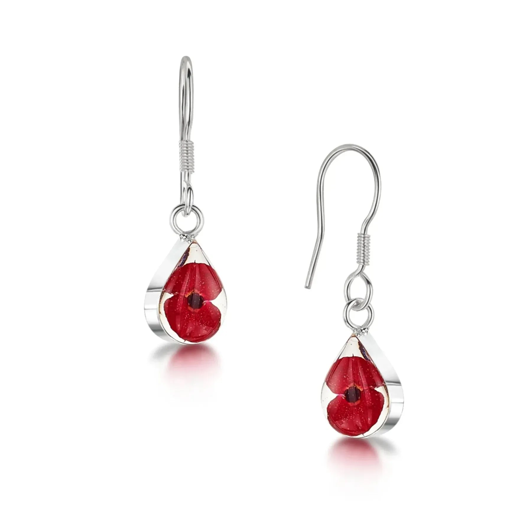 Poppy Teardrop Drop Dangle Earrings Sterling Silver