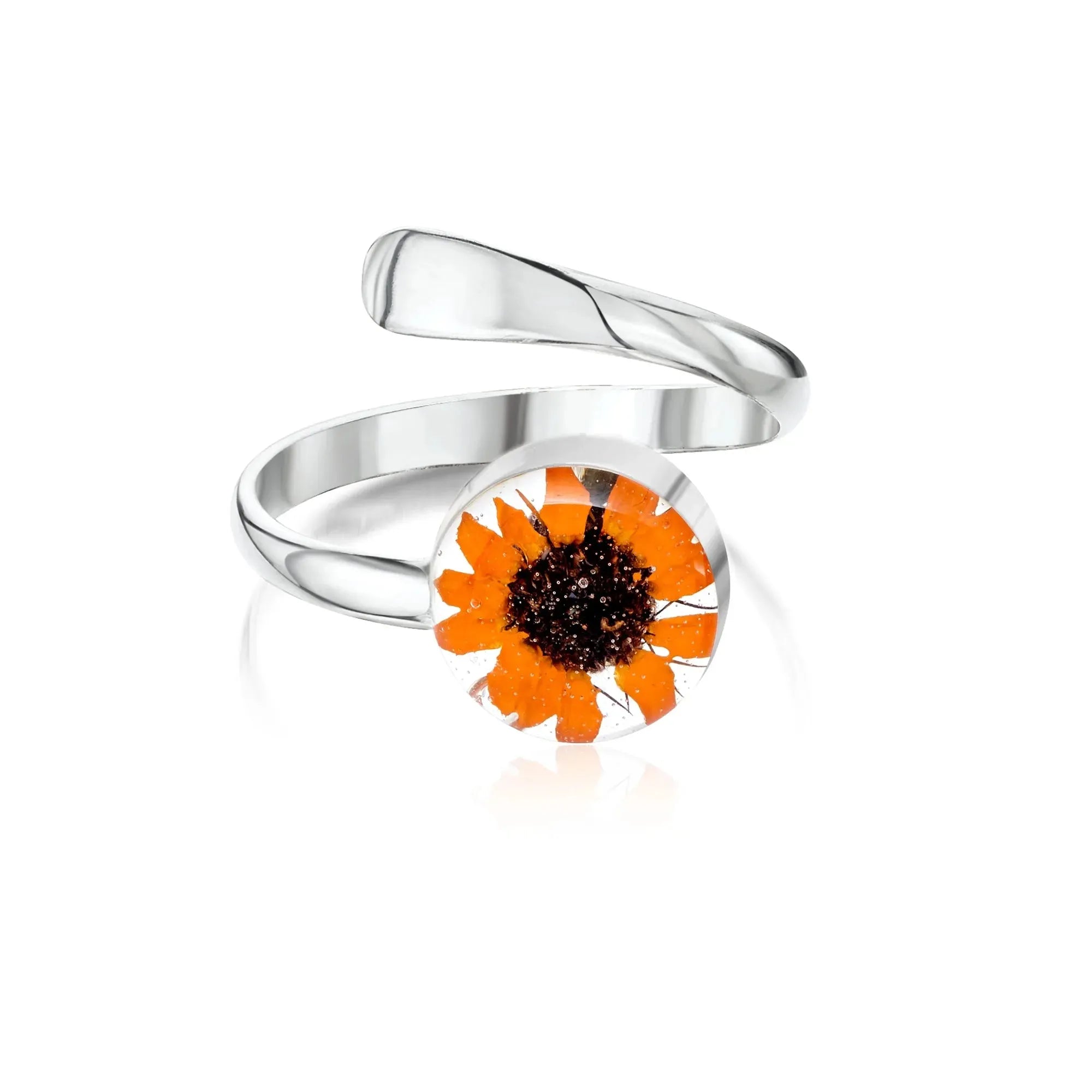 Sunflower Sterling Silver Adjustable Ring