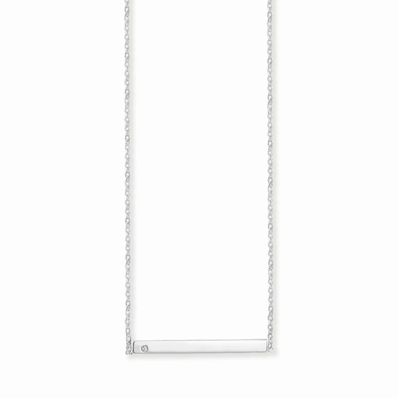 Amelia Bar Necklace With Cubic Zirconia - Silver