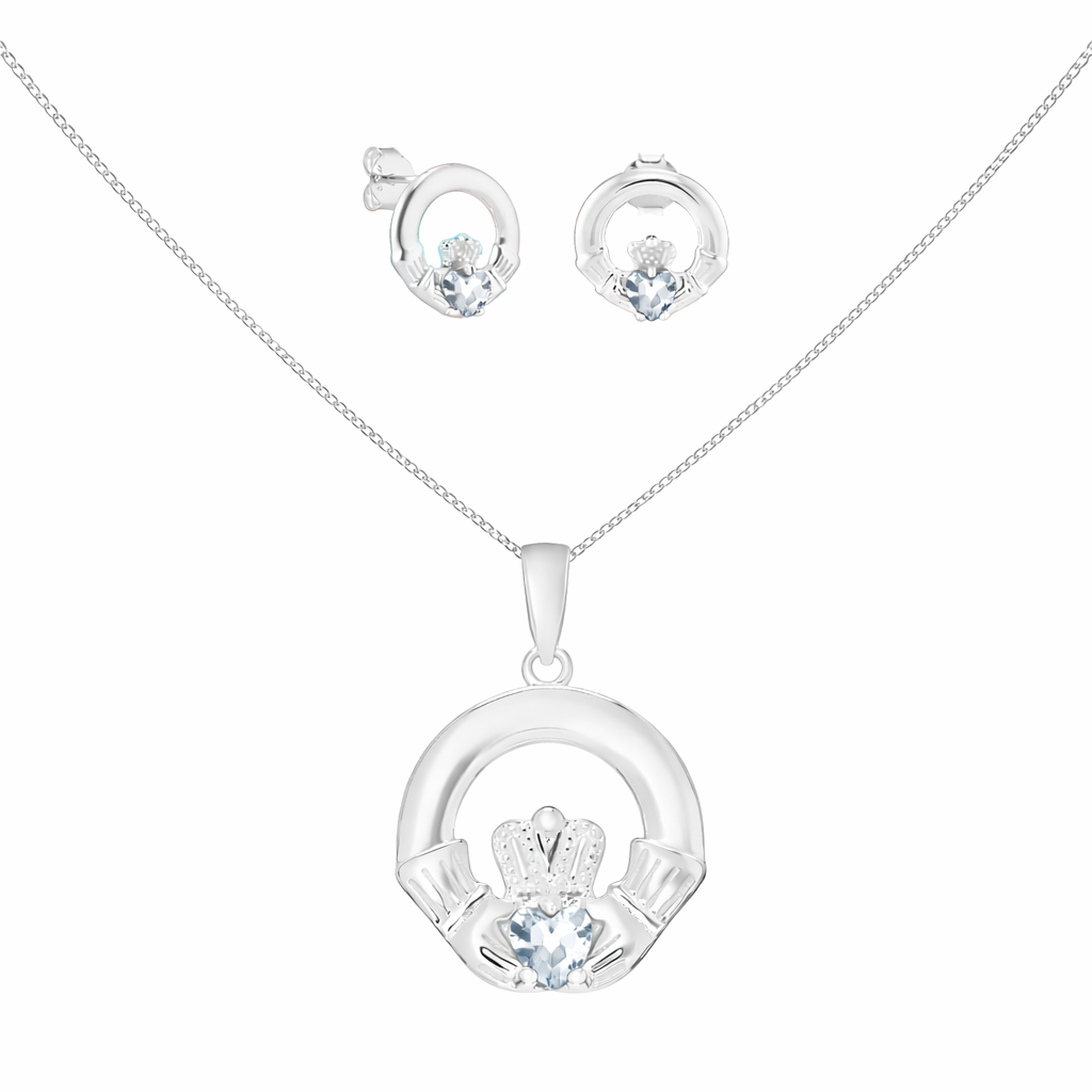 April Birthstone Claddagh Jewellery Set