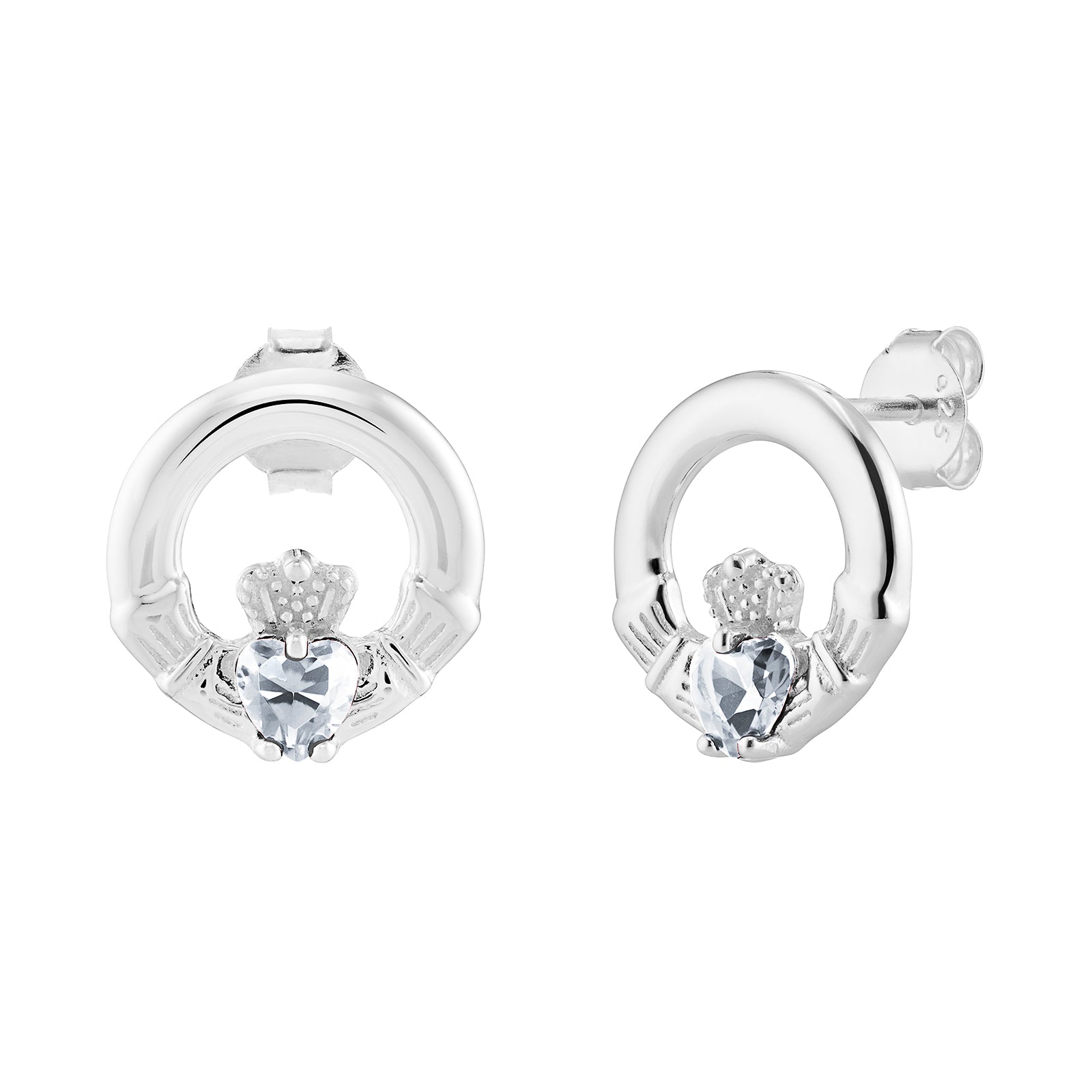 April Birthstone Claddagh Earrings
