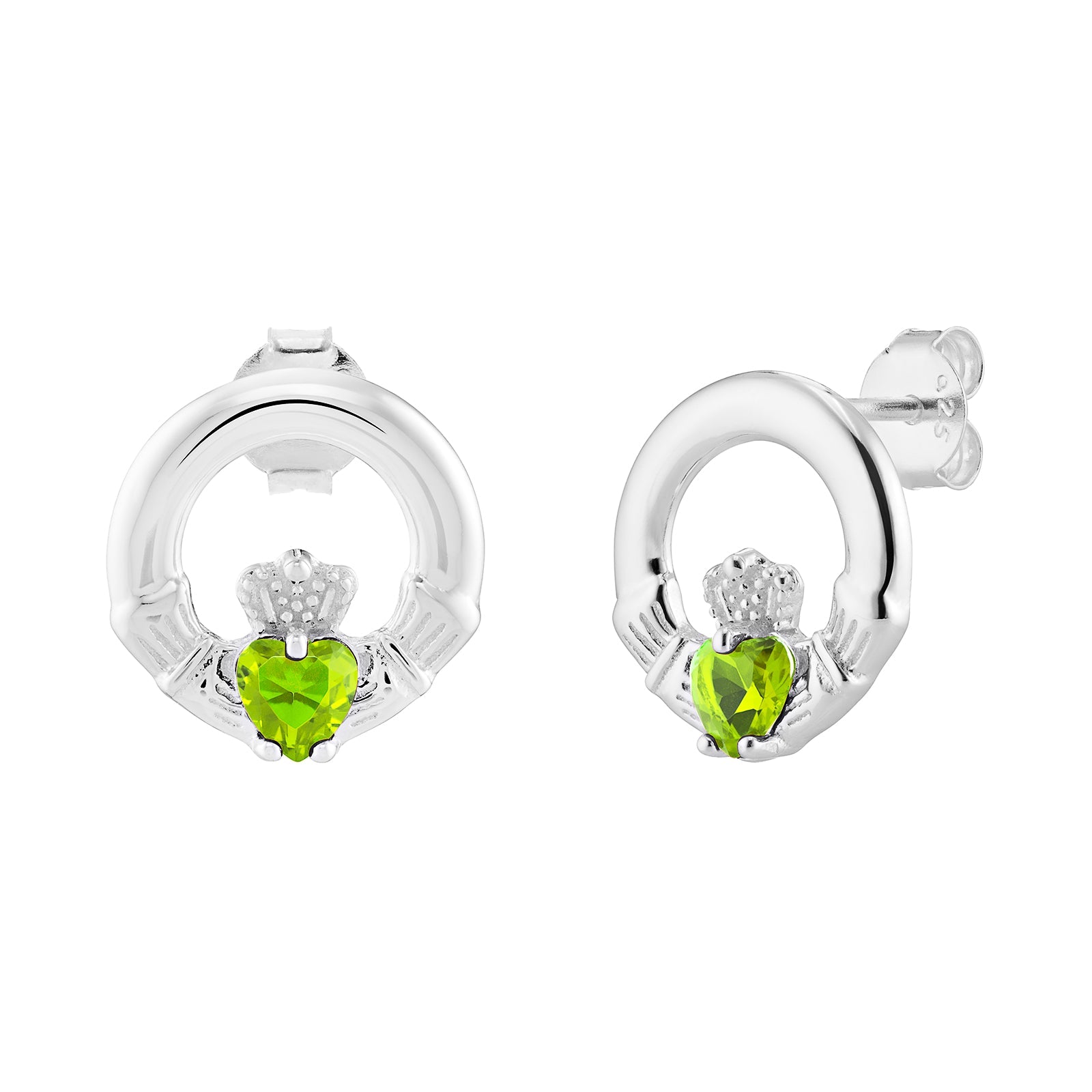 August Birthstone Claddagh Earrings