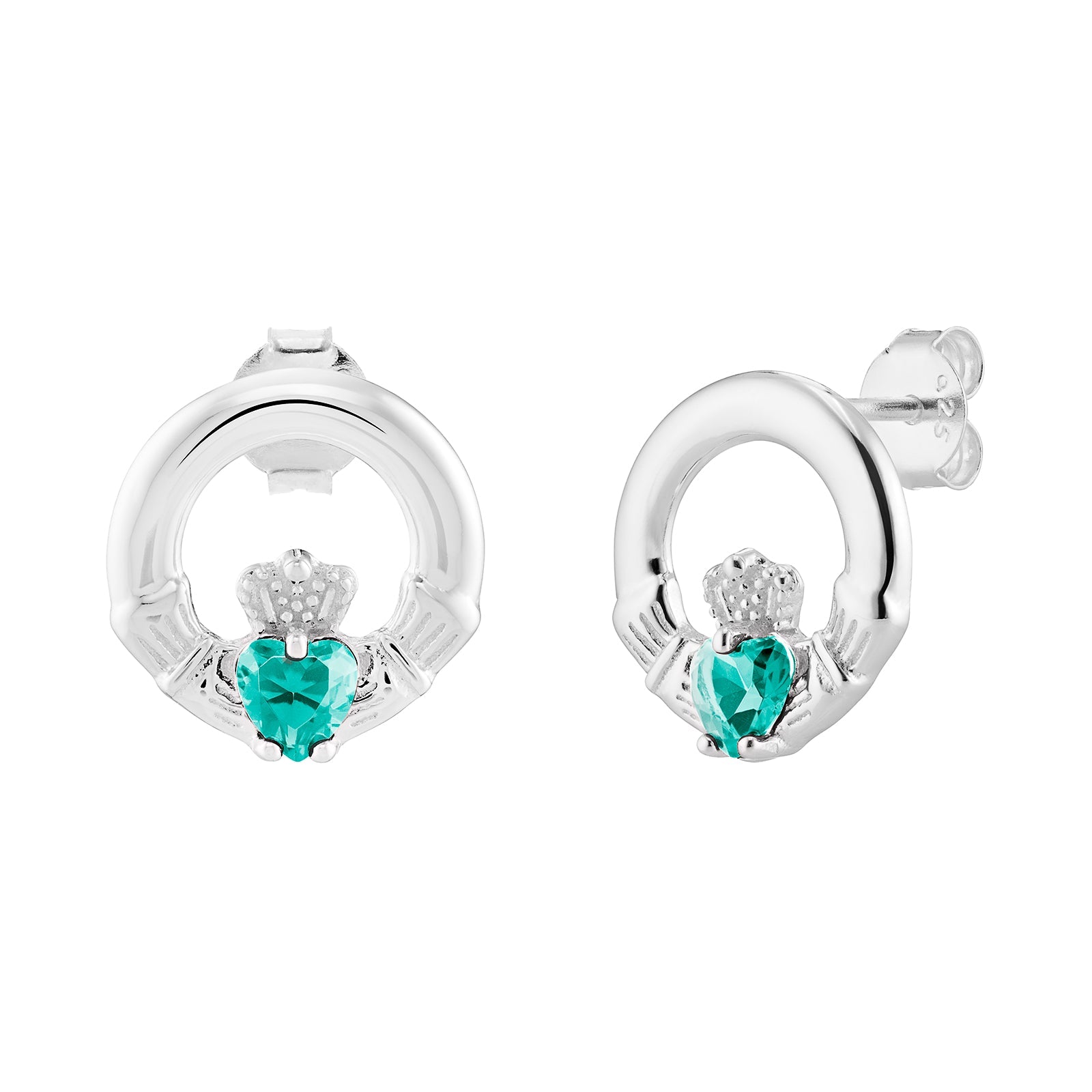 December Birthstone Claddagh Earrings