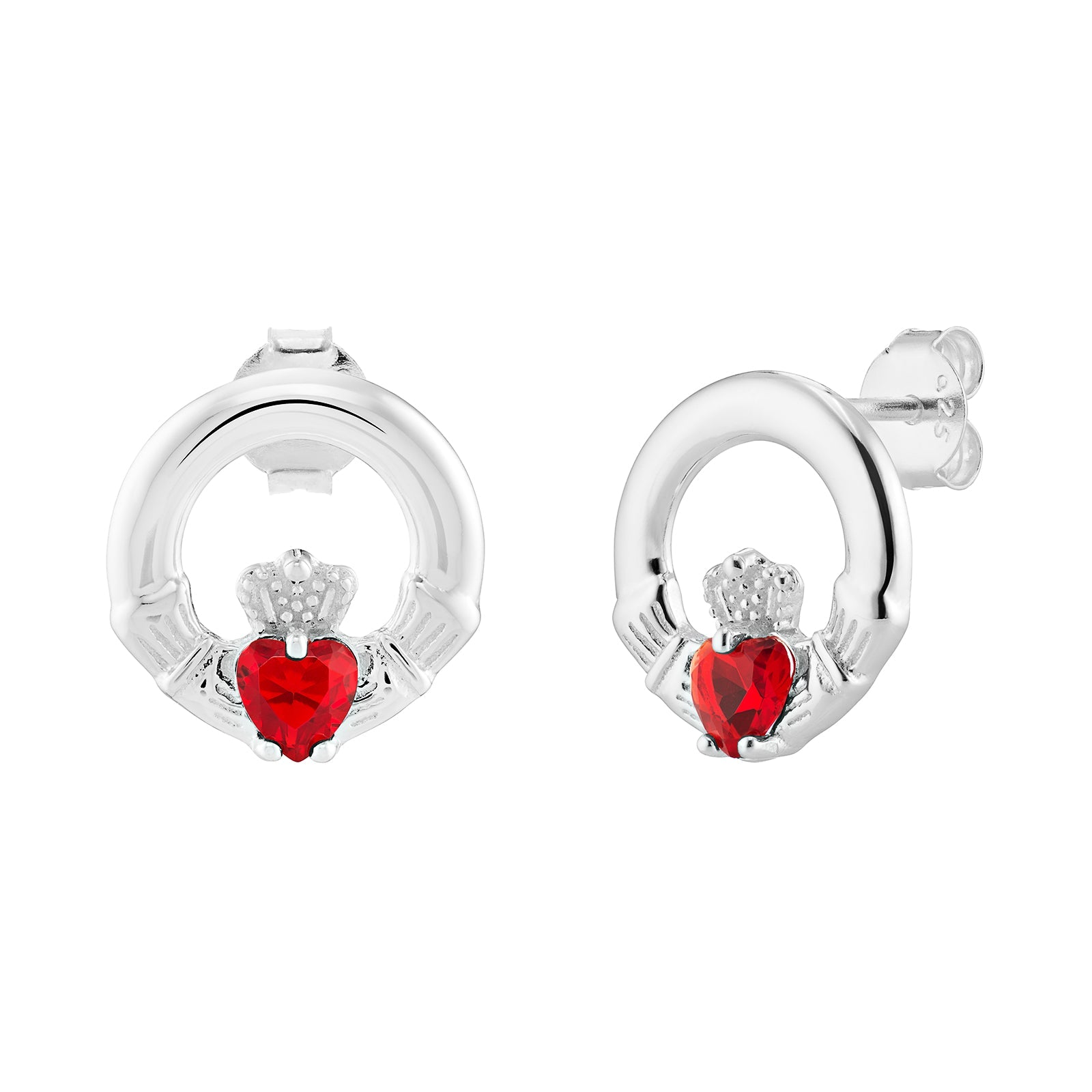 January Birthstone Claddagh Earrings