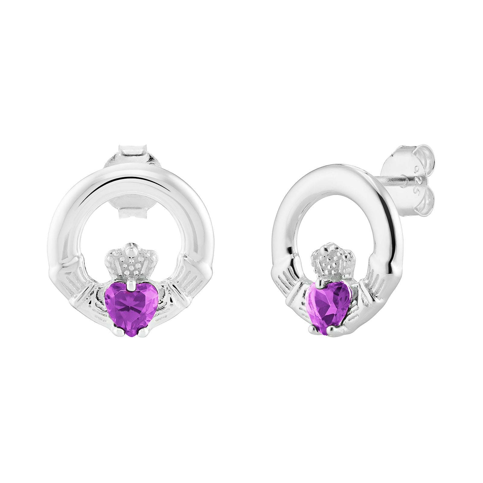 June Birthstone Claddagh Earrings
