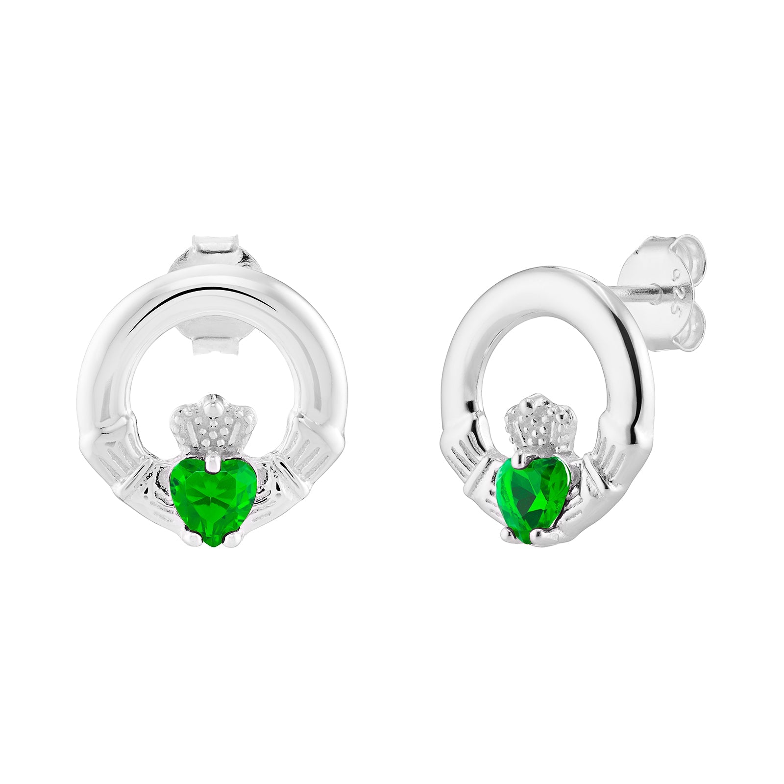 May Birthstone Claddagh Earrings