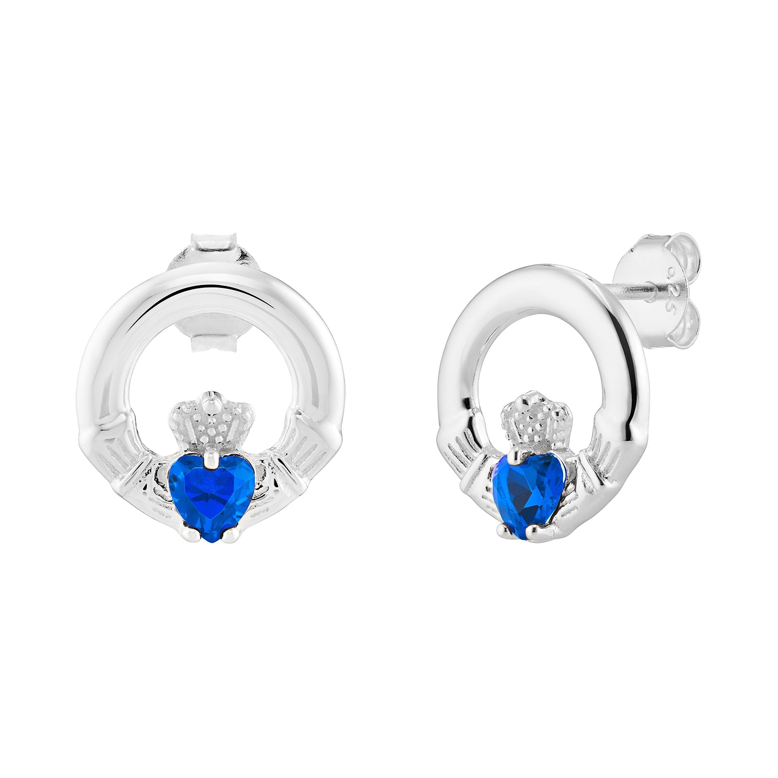 September Birthstone Claddagh Earrings