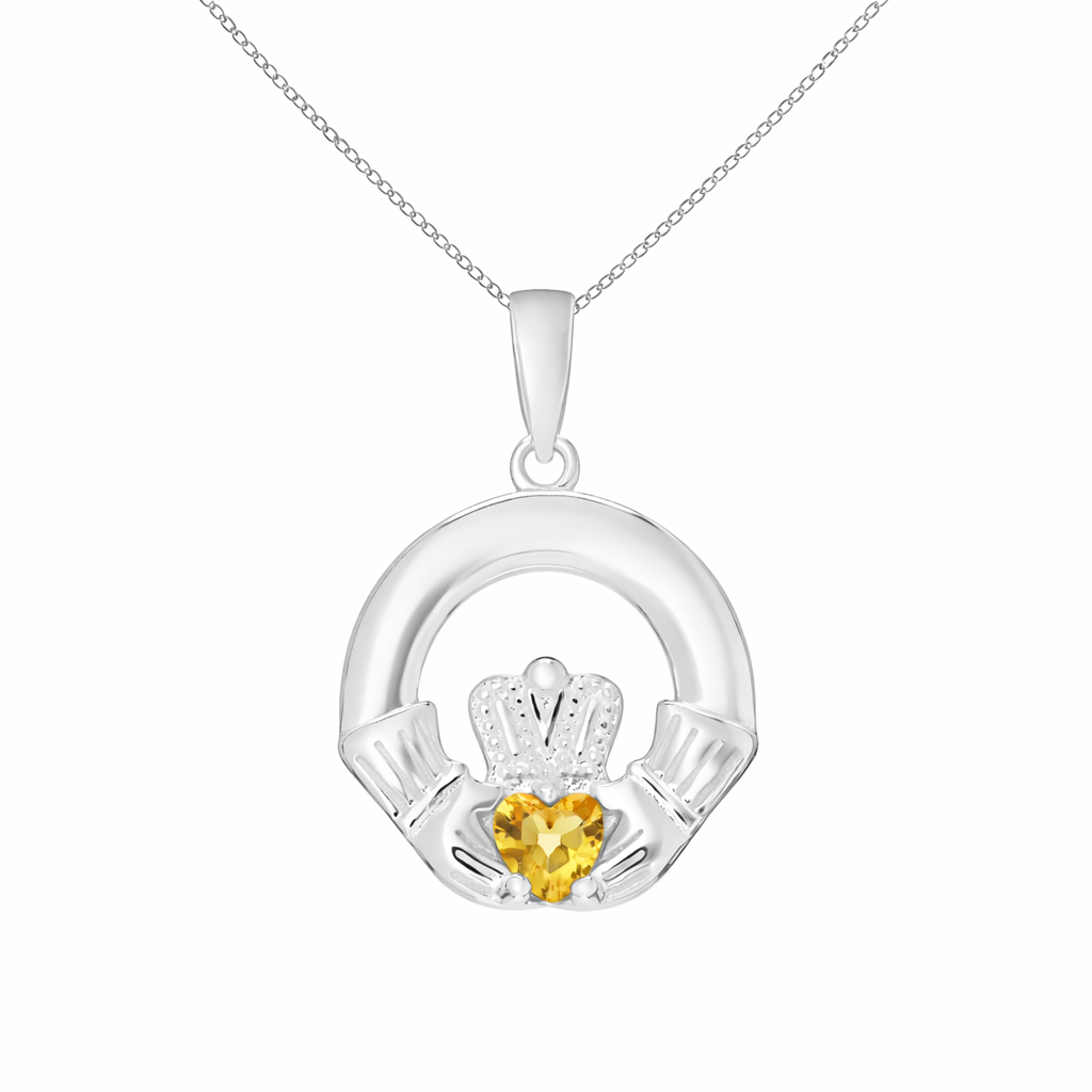November Birthstone Claddagh Pendant Necklace