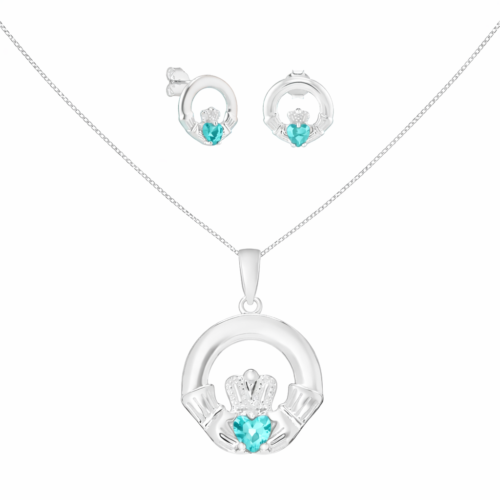 December Birthstone Claddagh Jewellery Set