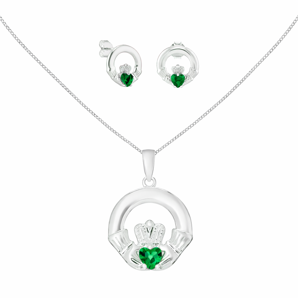 May Birthstone Claddagh Jewellery Set