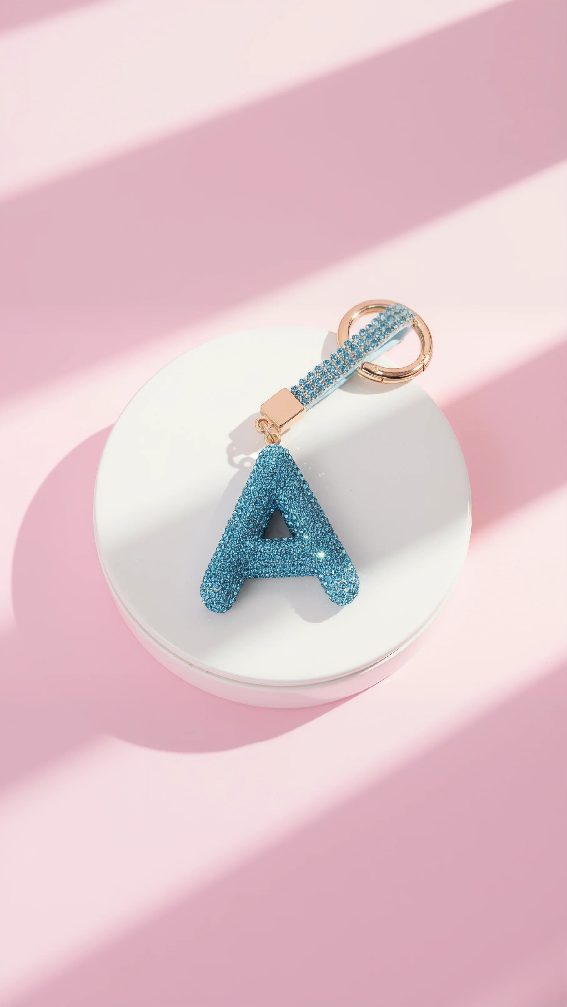 Personalised Crystal Initial Letter Key Ring & Bag Charm - Blue
