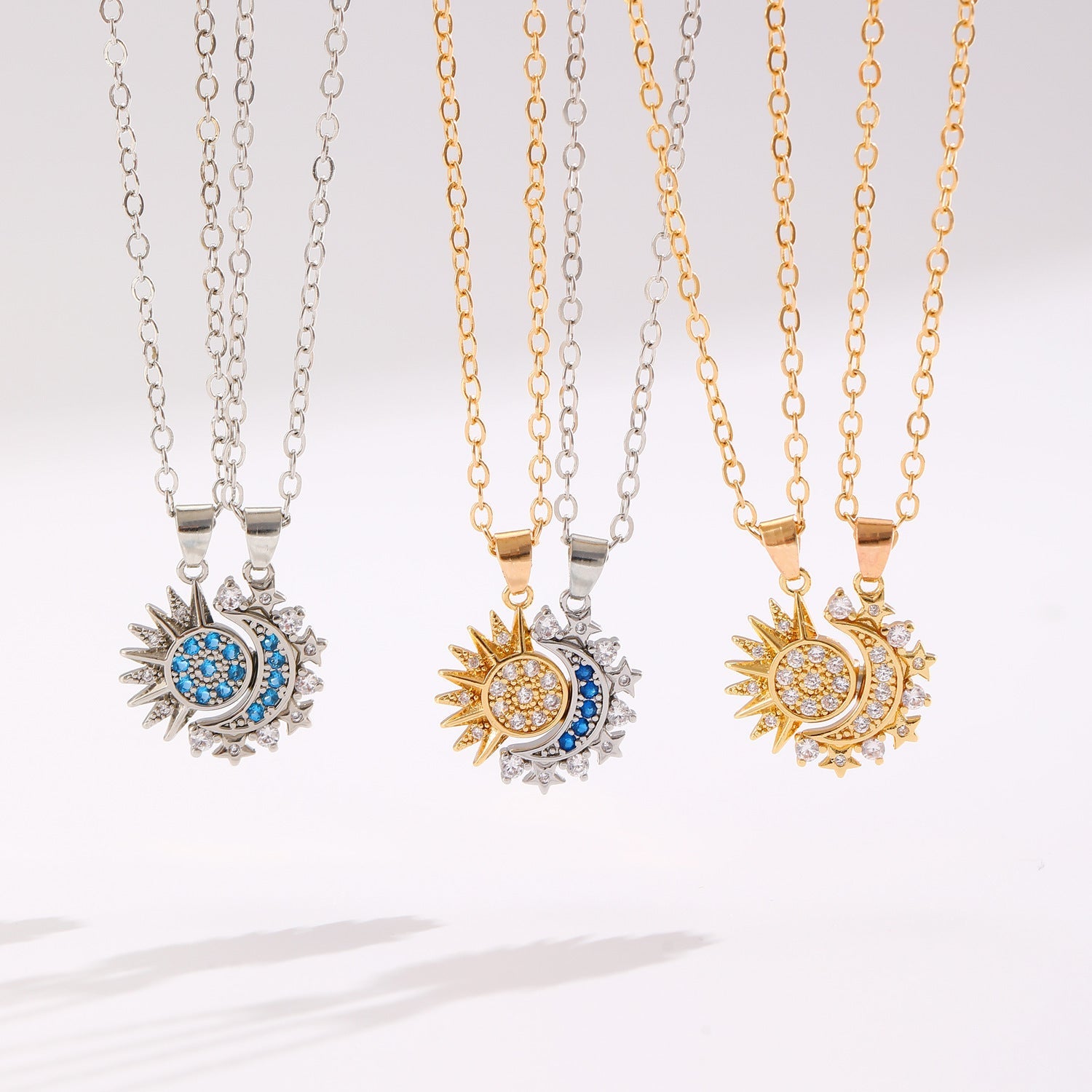 2Pcs Sun & Moon Magnetic Couple Necklaces