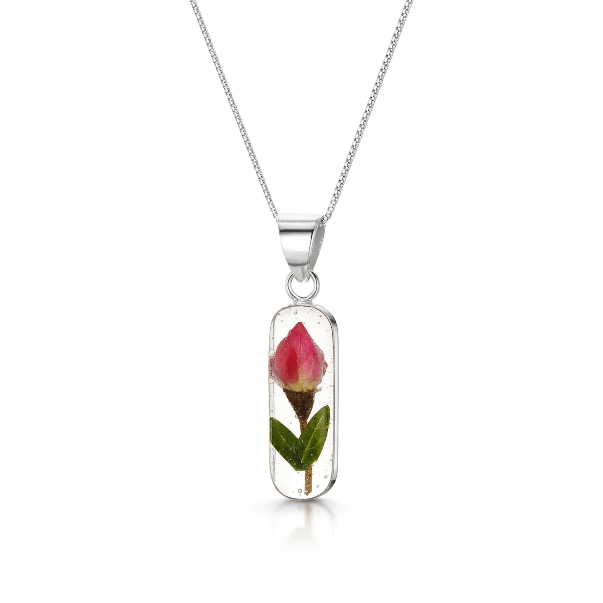 Miniature Rose Necklace Leela Oval Vertical Bar Pendant