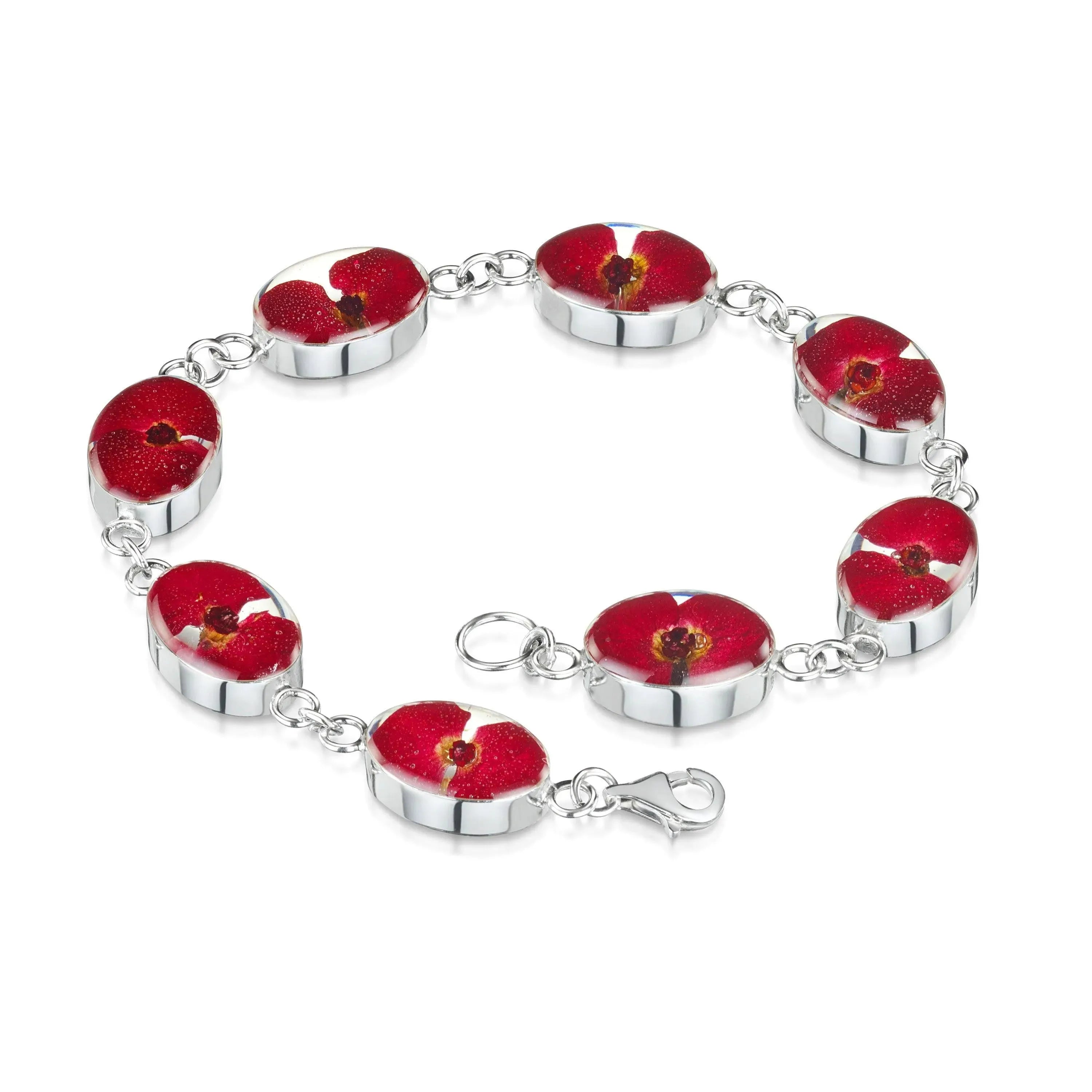 Poppy Sterling Silver Bracelet Handmade with Real Flowers