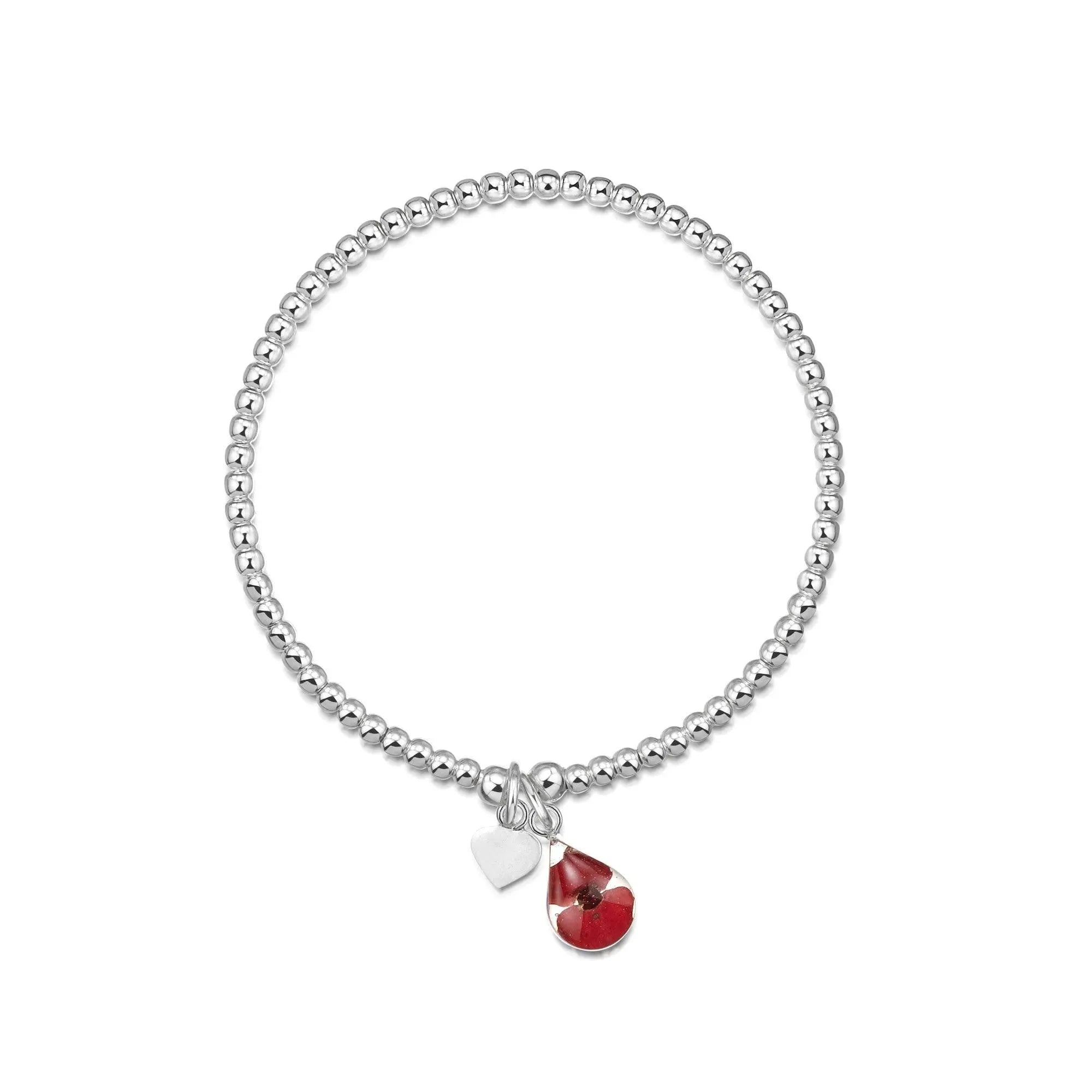 Poppy Bracelet Sterling Silver Stretch Beads