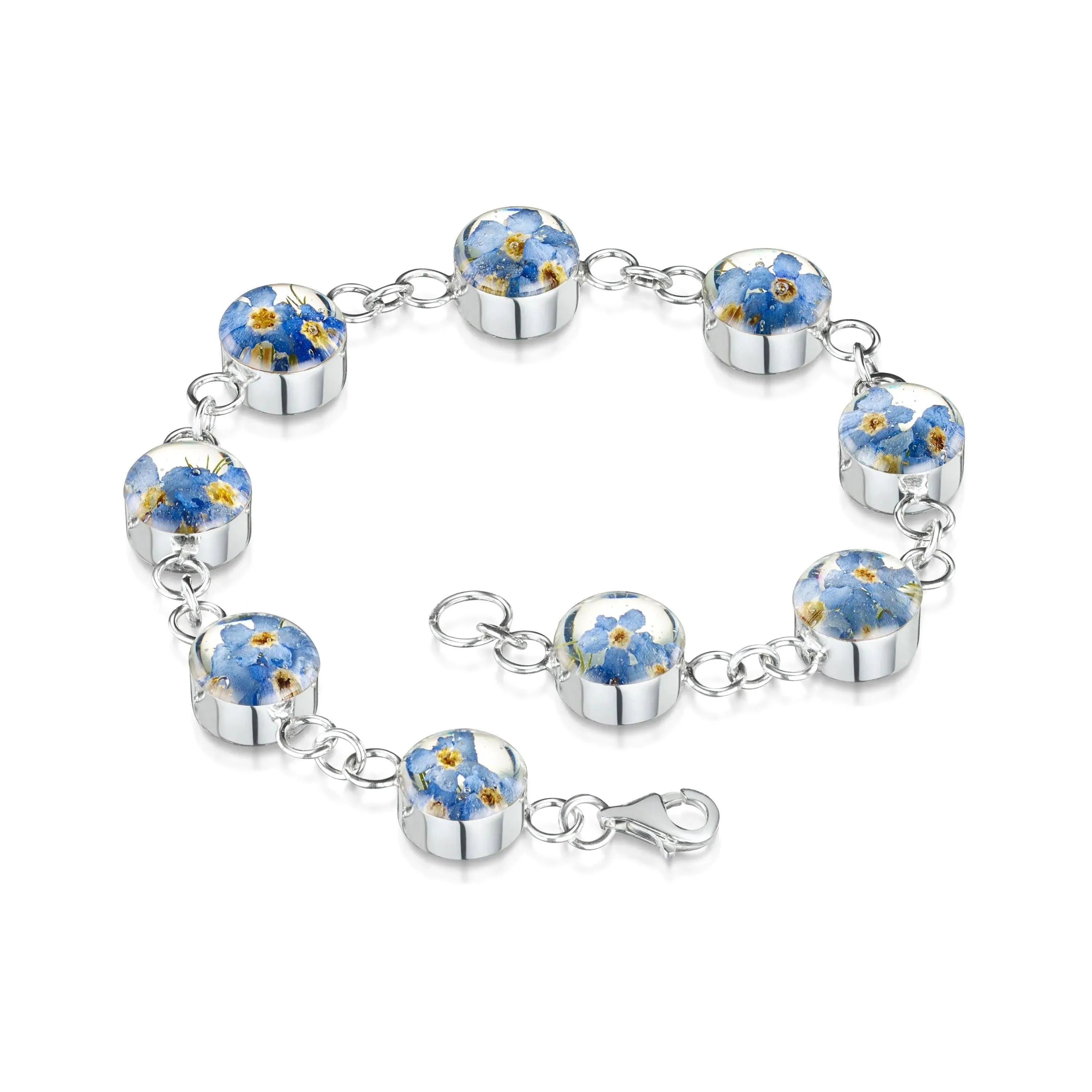 Silver Bracelet with Real Forget‑Me‑Not Flowers