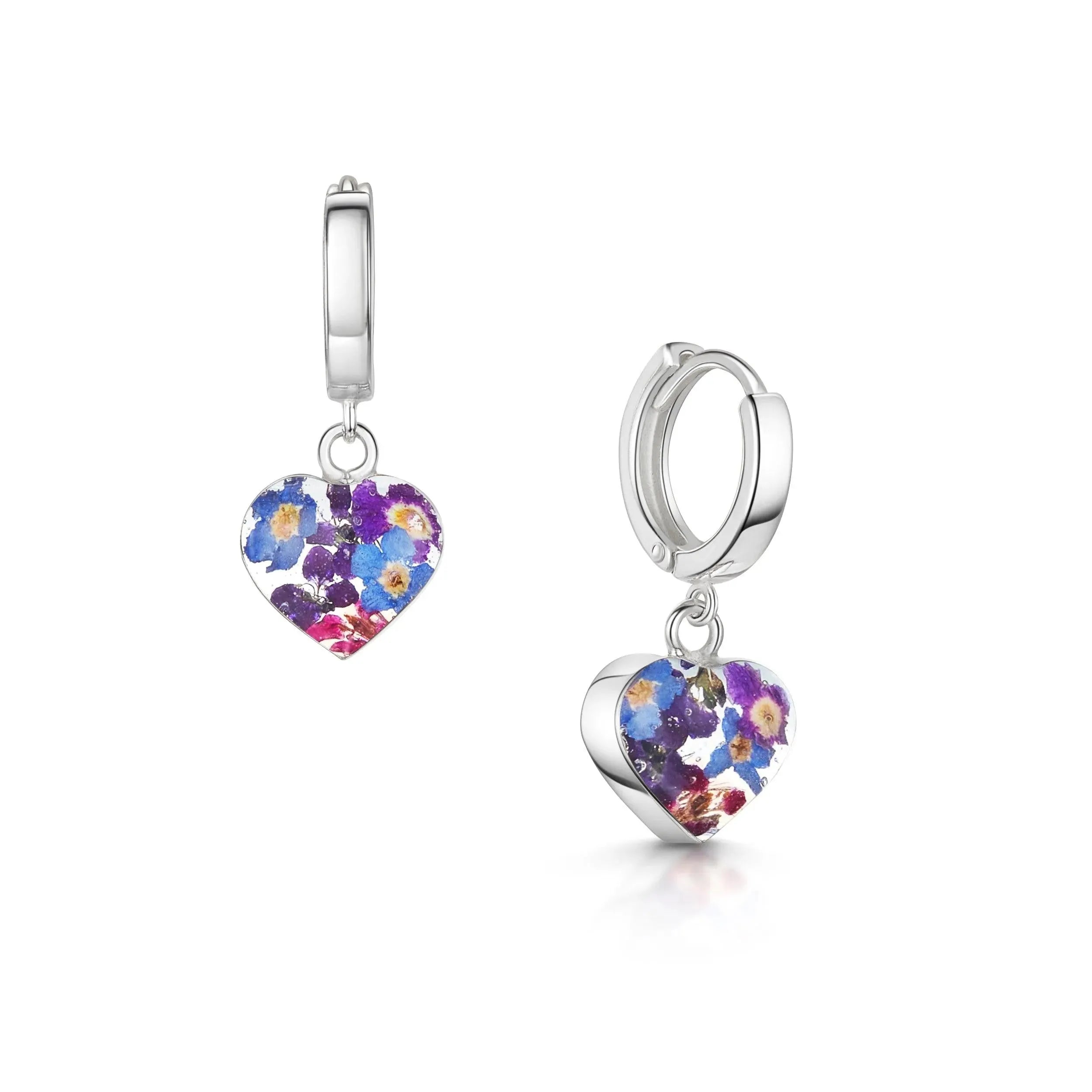 Silver Huggie Earring Purple Haze Heart