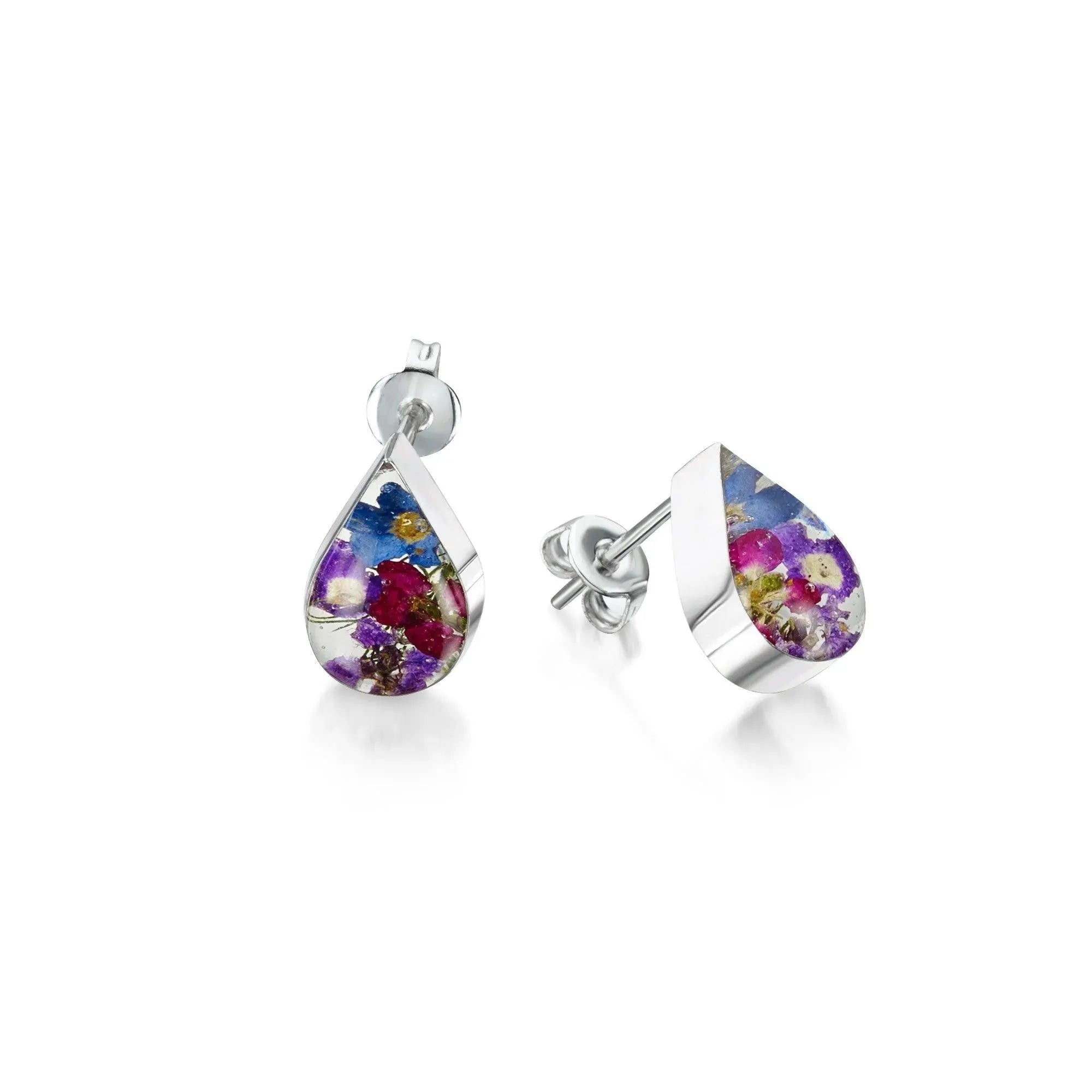 Sterling Silver Purple Haze Teardrop Stud Earrings
