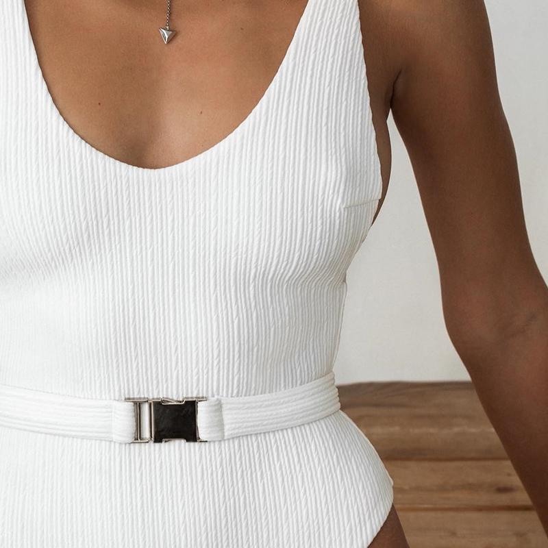 ollun sheer check back ribbon one piece